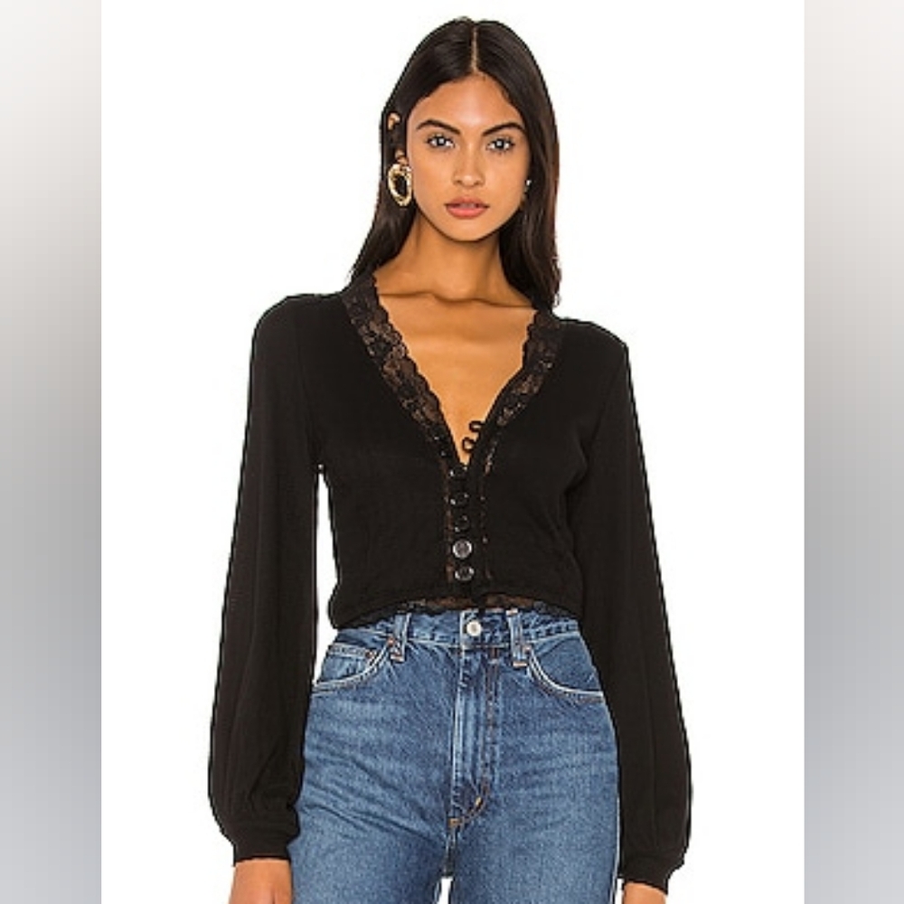 Free People, Run With Me Cardi, XS, Black